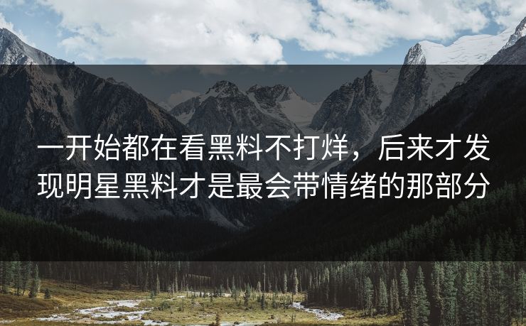 一开始都在看黑料不打烊，后来才发现明星黑料才是最会带情绪的那部分