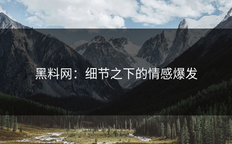 黑料网：细节之下的情感爆发
